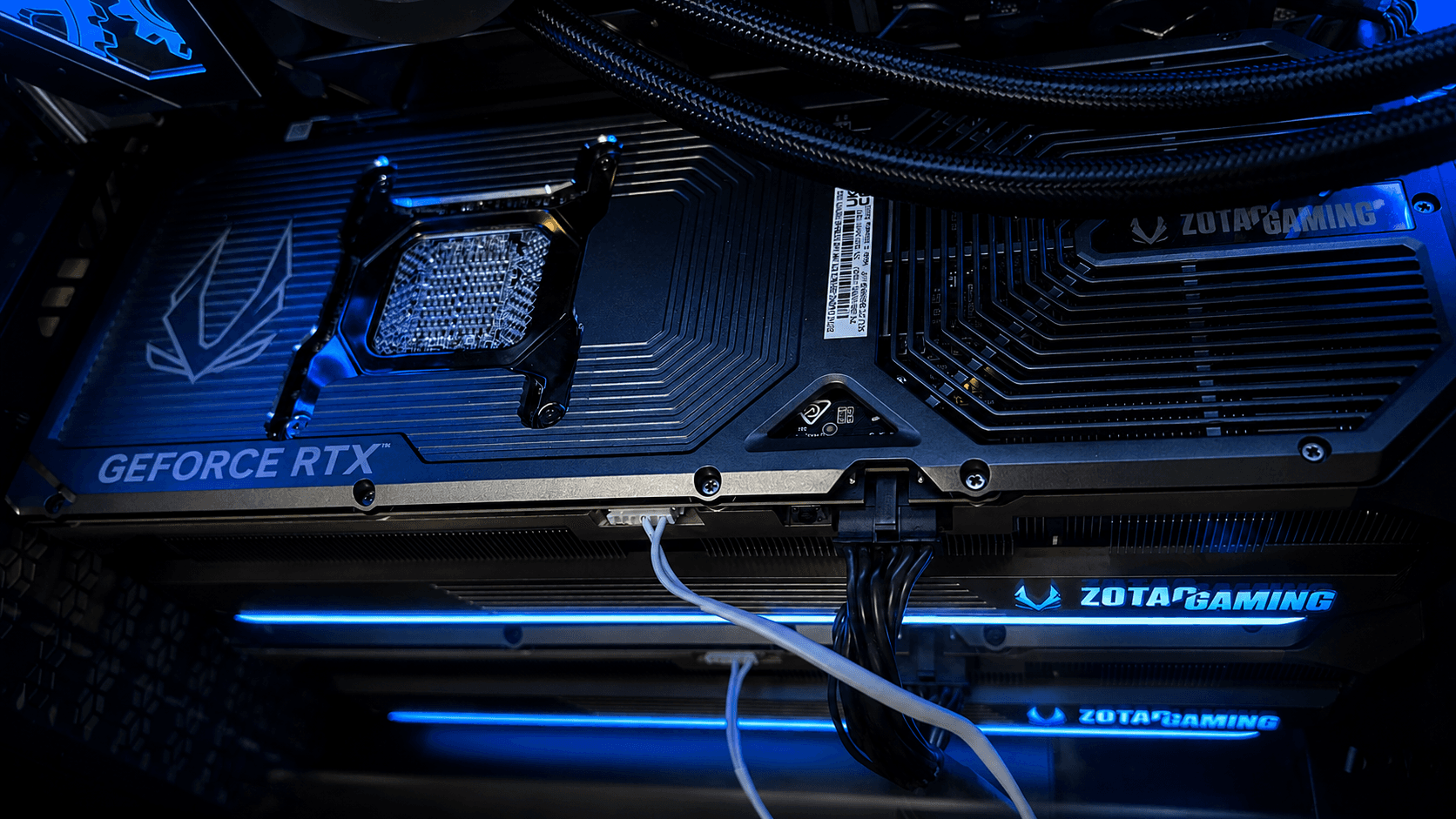 Close-up of GPU cooling and RGB lighting in the Deepsoch cluster