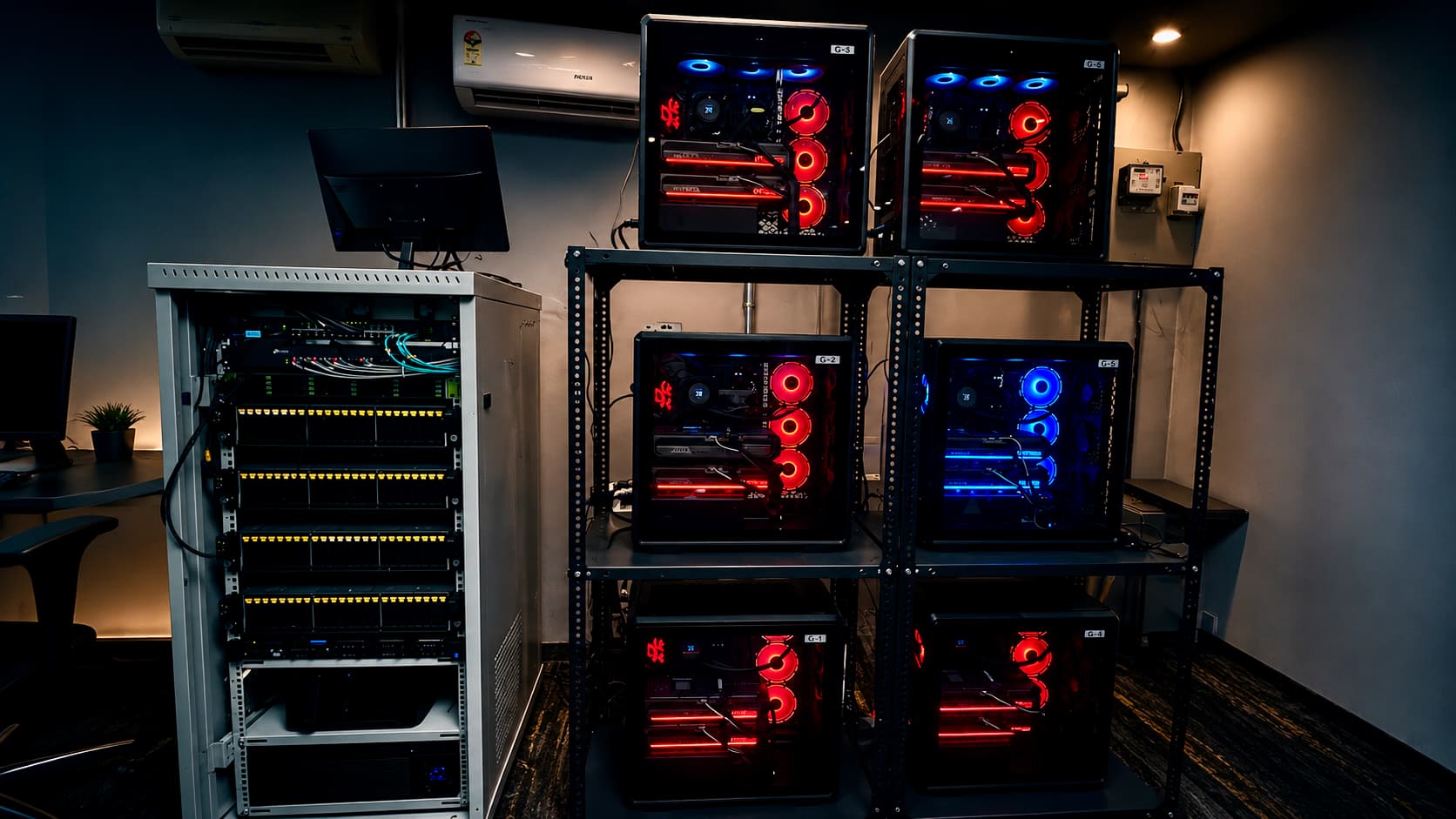 Deepsoch AI self-hosted GPU cluster in the server room