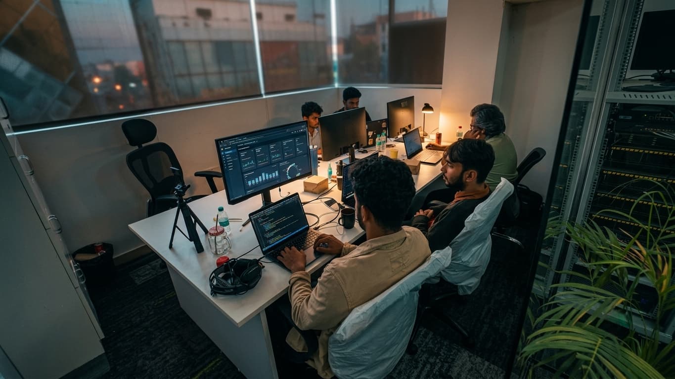 The Deepsoch AI team working in the Bengaluru office